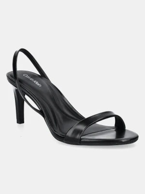 Calvin Klein sandały skórzane HEEL D'ORSAY SANDAL 70 - BRUSH L kolor czarny HW0HW02265