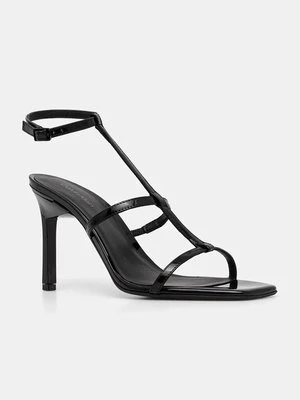 Calvin Klein sandały skórzane HEEL GLADI SANDAL 90 PAT kolor czarny HW0HW02312