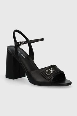 Calvin Klein sandały skórzane HEEL SANDAL 85 RELOCK LTH kolor czarny HW0HW01937