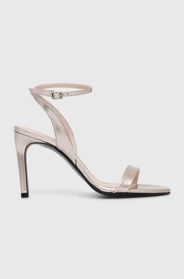 Calvin Klein sandały skórzane HEEL SANDAL 90 PEARL kolor złoty HW0HW02026