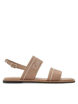 Calvin Klein Sandały Squared Flat Sandal He HW0HW01496 Brązowy