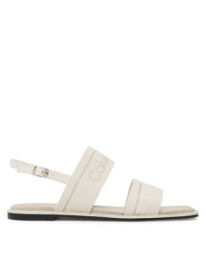 Calvin Klein Sandały Squared Flat Sandal He HW0HW01496 Écru