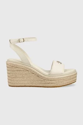 Calvin Klein sandały WEDGE 50HH W/HW - JQ damskie kolor beżowy na koturnie HW0HW01490