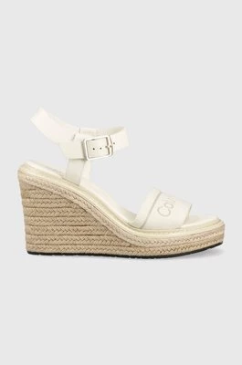 Calvin Klein sandały WEDGE 70HH - HE damskie kolor biały na koturnie HW0HW01499