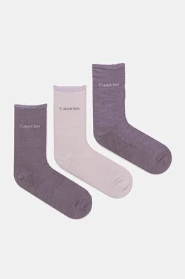 Calvin Klein skarpetki 3-pack damskie kolor fioletowy 701229443