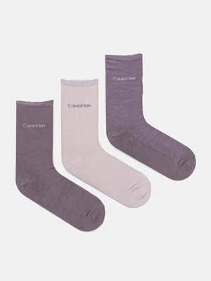 Calvin Klein skarpetki 3-pack damskie kolor fioletowy 701229443