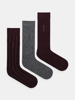 Calvin Klein skarpetki 3-pack męskie kolor bordowy 701230087