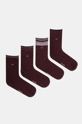 Calvin Klein skarpetki 4-pack damskie kolor bordowy 701229442