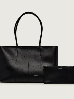 Calvin Klein Skórzana shopperka + saszetka