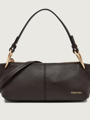 Calvin Klein Skórzana torebka na ramię brązowy