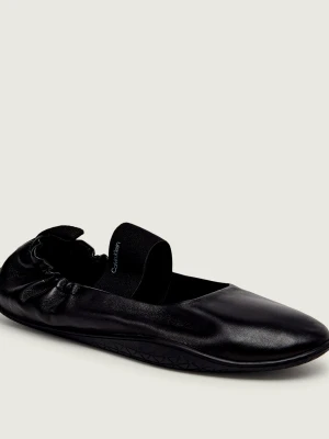 Calvin Klein Skórzane baleriny Ballet Mary Jane czarny