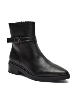 Calvin Klein Skórzane botki czarny