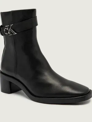 Calvin Klein Skórzane botki na słupku