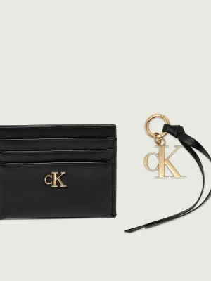 Calvin Klein Skórzane etui na karty + brelok czarny
