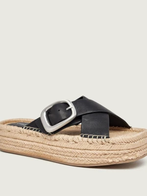 Calvin Klein Skórzane klapki czarny
