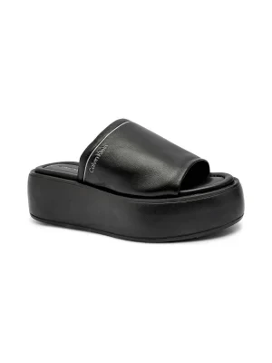Calvin Klein Skórzane klapki FLATFORM SLIDE LTH