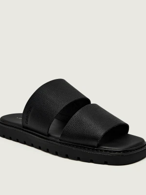 Calvin Klein Skórzane klapki SQ MOLDED DB czarny