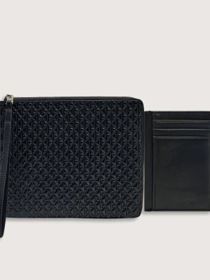 Calvin Klein Skórzane saszetki + etui na karty czarny
