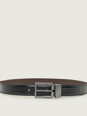 Calvin Klein Skórzany dwustronny pasek czarny