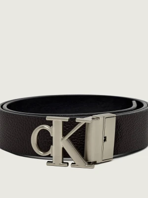 Calvin Klein Skórzany dwustronny pasek brązowy