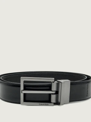 Calvin Klein Skórzany dwustronny pasek czarny