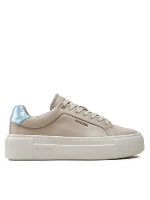 Calvin Klein Sneakersy Ff Cupsole Lace Up W/Ml Lth HW0HW02118 Beżowy