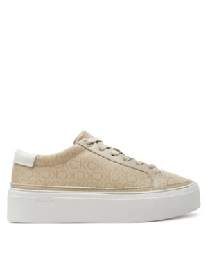 Calvin Klein Sneakersy Flatform Cup Lace Up Epi Mono HW0HW01911 Beżowy
