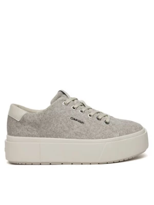 Calvin Klein Sneakersy Flatform Cup Lace Up W/Ml Felt HW0HW02325 Szary