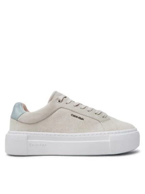 Calvin Klein Sneakersy Flatform Cup Lace Up W/Ml HW0HW02282 Beżowy