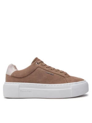 Calvin Klein Sneakersy Flatform Cup Lace Up W/Ml HW0HW02282 Brązowy