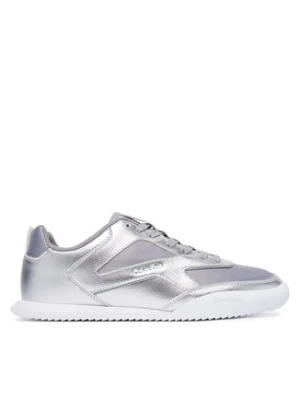 Calvin Klein Sneakersy Low Pro Run Lace Stripe Met Lth HW0HW03272 Srebrny