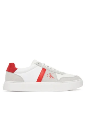 Calvin Klein Sneakersy Mixed Texture Lace Up Cupsole Trainers YM0YM01395 Biały