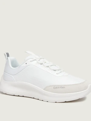 Calvin Klein Sneakersy RUNN LACEUP AOP | zamsz biały