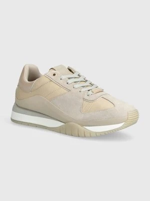 Calvin Klein sneakersy RUNNER LACE UP LTH/NYLON kolor beżowy HW0HW02130