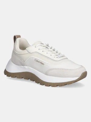 Calvin Klein sneakersy RUNNER LACE UP MESH MIX damskie kolor beżowy HW0HW02487