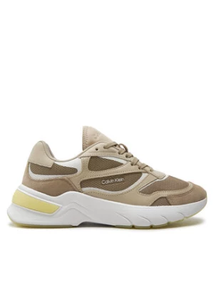 Calvin Klein Sneakersy Runner Lace Up Mesh Mix HW0HW01904 Brązowy