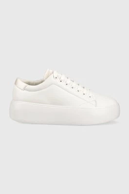 Calvin Klein sneakersy skórzane BUBBLE CUPSOLE LACE kolor biały HW0HW01778
