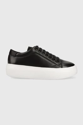 Calvin Klein sneakersy skórzane BUBBLE CUPSOLE LACE kolor czarny HW0HW01778