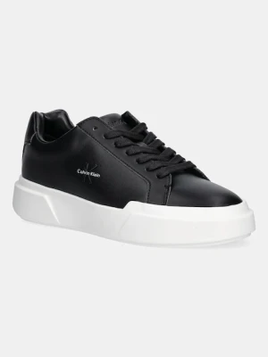 Calvin Klein sneakersy skórzane CHUNKY CUPSOLE LACEUP LTH damskie kolor czarny YW0YW01947