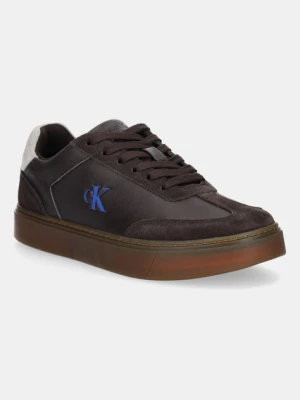 Calvin Klein sneakersy skórzane CLASSIC CUPSOLE LACEUP WT MIX męskie kolor brązowy YM0YM01429