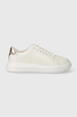 Calvin Klein sneakersy skórzane CUPSOLE LACE UP LEATHER kolor biały HW0HW01987