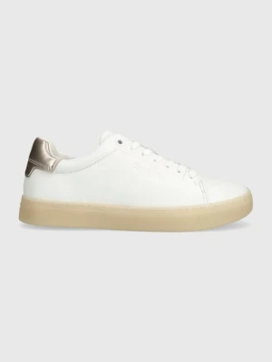 Calvin Klein sneakersy skórzane CUPSOLE LACE UP PEARL kolor biały HW0HW01897