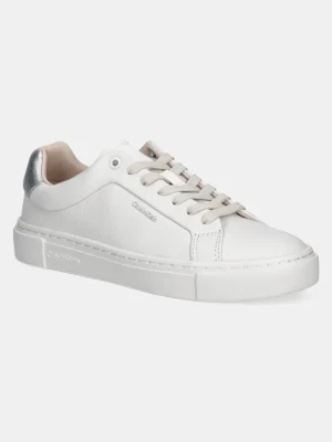 Calvin Klein sneakersy skórzane CUPSOLE LACE UP W/ML - LTH kolor biały HW0HW02288