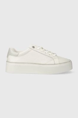Calvin Klein sneakersy skórzane FLATFORM C LACE UP - MONO MIX kolor biały HW0HW01870CHEAPER