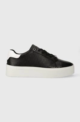 Calvin Klein sneakersy skórzane FLATFORM C LACE UP - MONO MIX kolor czarny HW0HW01870