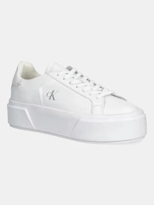 Calvin Klein sneakersy skórzane FLATFORM LACE UP LTH MG damskie kolor biały YW0YW01928