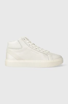 Calvin Klein sneakersy skórzane HIGH TOP LACE UP ARCHIVE STRIPE kolor biały HM0HM01291