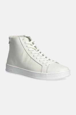 Calvin Klein sneakersy skórzane HIGH TOP LACE UP kolor biały HM0HM01547