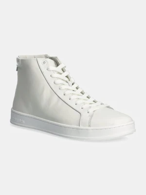 Calvin Klein sneakersy skórzane HIGH TOP LACE UP kolor biały HM0HM01547