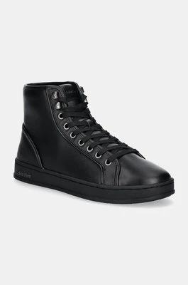 Calvin Klein sneakersy skórzane HIGH TOP LACE UP PIPING kolor czarny HM0HM01589